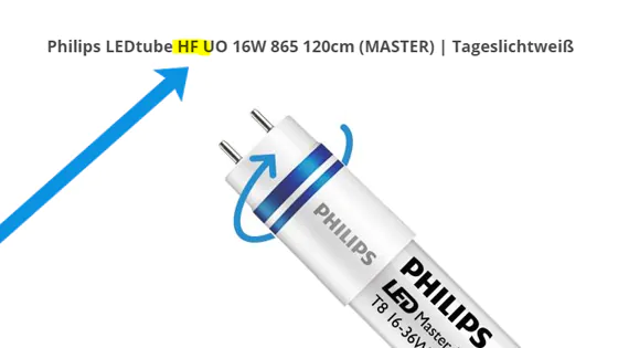 HF als Abk&uuml;rzung f&uuml;r ein elektronisches Vorschaltger&auml;t im Titel einer LED-R&ouml;hre